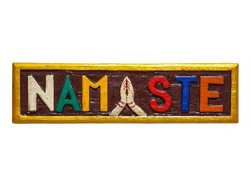 [namaste Carved], Handmade Wall Hanging, [painted]