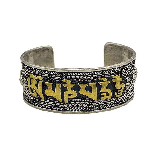 Designer Omph Carved Silver Jewellery [bangle Or Bracelet] With Gold Plated