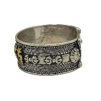 Designer Omph Carved Silver Jewellery [bangle Or Bracelet] With Gold Plated