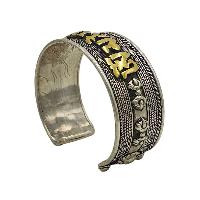 Designer Omph Carved Silver Jewellery [bangle Or Bracelet] With Gold Plated