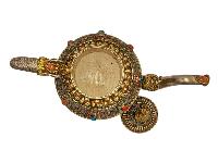Tibetan Tea And Water Offering Vessel Water Pot Silver And Gold, [antique Finishing] And [stone Setting]