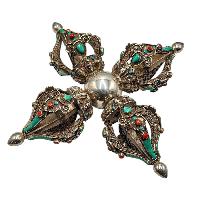 Double Dorje [vajra] Of Silver And Stone Setting