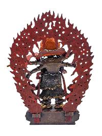 [white Mahakala], Buddhist Handmade Statue, [chocolate Oxidized], [face Painted] And [high Quality]