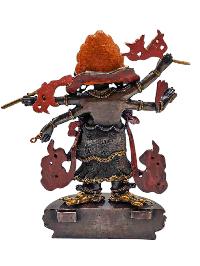[white Mahakala], Buddhist Handmade Statue, [chocolate Oxidized], [face Painted] And [high Quality]