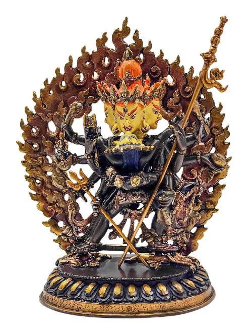 [chakrasamvara], Buddhist Handmade Statue, [chocolate Oxidized], [face Painted] And [high Quality]