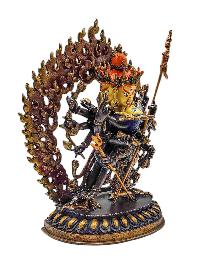 [chakrasamvara], Buddhist Handmade Statue, [chocolate Oxidized], [face Painted] And [high Quality]