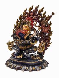 [black Mahakala], Buddhist Handmade Statue, [chocolate Oxidized], [face Painted] And [high Quality]