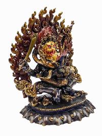 [black Mahakala], Buddhist Handmade Statue, [chocolate Oxidized], [face Painted] And [high Quality]