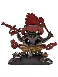 [black Mahakala], Buddhist Handmade Statue, [chocolate Oxidized], [face Painted] And [high Quality]