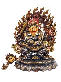[black Mahakala], Buddhist Handmade Statue, [chocolate Oxidized], [face Painted] And [high Quality]