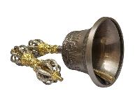 9-point Pure Bronze Bell And Vajra [dorje] Set - White Metal And Brass Mix Top Handle, Elegant And Durable Design