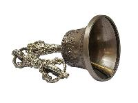 Pure Bronze Bell And Vajra [dorje] Set - White Metal Top Handle, Elegant And Durable Design