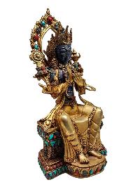 Lapis Maitreya Statue With [metal - Stone Craft] - Partly Gold Plated