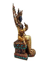 Lapis Maitreya Statue With [metal - Stone Craft] - Partly Gold Plated