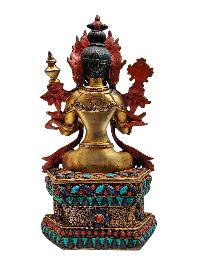 Lapis Maitreya Statue With [metal - Stone Craft] - Partly Gold Plated