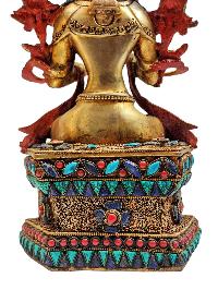 Lapis Maitreya Statue With [metal - Stone Craft] - Partly Gold Plated