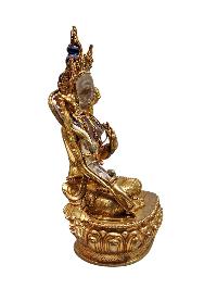 Crystal White Tara Statue With [metal - Stone Craft] - Partly Gold Plated