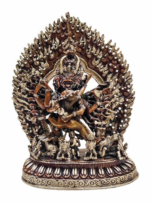 [yamantaka Shakti], Buddhist Handmade Statue And [silver And Chocolate Oxidized], Megasambhara, Vajrabhairava Heruka