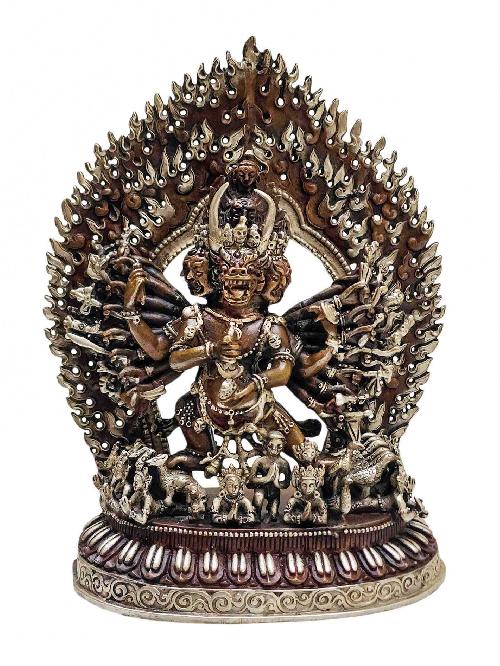 [yamantaka Without Consort], Buddhist Handmade Statue And [silver And Chocolate Oxidized], Megasambhara, Vajrabhairava Heruka