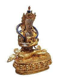 Crystal Vajrasattva Statue With [metal - Stone Craft] - Partly Gold Plated