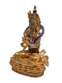Crystal Vajrasattva Statue With [metal - Stone Craft] - Partly Gold Plated