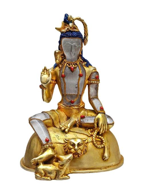 Crystal Shiva Mahadev Statue With [metal - Stone Craft] - Partly Gold Plated