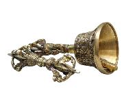 Tiny Brass Alloy Bell And Vajra Set - Locally Made, Budget-friendly Ritual Essential