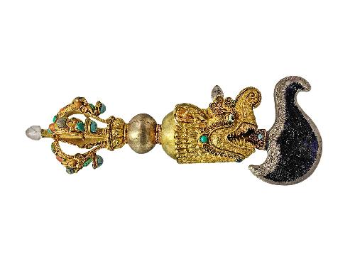 Buddhist Handmade Kartika, [gold Plated] And Stone Setting