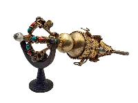 Buddhist Handmade Kartika, [gold Plated] And Stone Setting