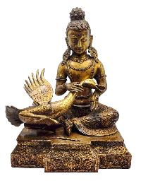 [siddhartha Healing Injured Swan], Buddhist Handmade Statue, [gold Plated], [antique Finishing] And [high Quality]