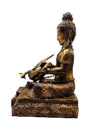 [siddhartha Healing Injured Swan], Buddhist Handmade Statue, [gold Plated], [antique Finishing] And [high Quality]