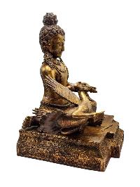 [siddhartha Healing Injured Swan], Buddhist Handmade Statue, [gold Plated], [antique Finishing] And [high Quality]