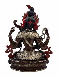 [saraswati], Buddhist Handmade Statue, [silver And Chocolate Oxidized], [face Painted] And [high Quality]