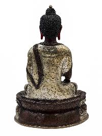 [shakyamuni Buddha], Buddhist Handmade Statue, [silver And Chocolate Oxidized], [face Painted] And [high Quality]