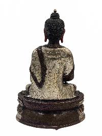 [amitabha Buddha], Buddhist Handmade Statue, [silver And Chocolate Oxidized], [face Painted] And [high Quality]