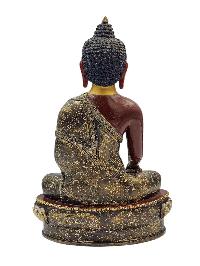 [shakyamuni Buddha], Buddhist Handmade Statue, [chocolate Oxidized And Partly Gold Plated], [face Painted] And [high Quality]