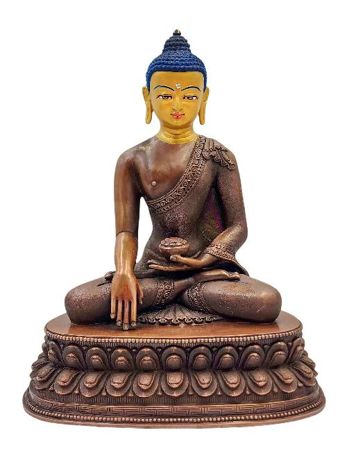 [shakyamuni Buddha], Buddhist Handmade Statue, [chocolate Oxidized], [face Painted] And [high Quality]