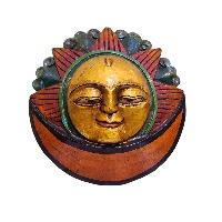 [sun And Moon],handmade Wooden Mask, Wall Hanging, [painted], Poplar Wood