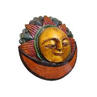 [sun And Moon],handmade Wooden Mask, Wall Hanging, [painted], Poplar Wood