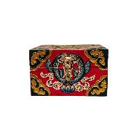 Buddhist Wooden Box With [double Fish Design], Tibetan Style With Traditional Colors