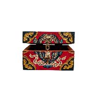 Buddhist Wooden Box With [double Fish Design], Tibetan Style With Traditional Colors