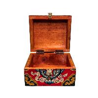 Buddhist Wooden Box With [double Fish Design], Tibetan Style With Traditional Colors