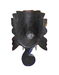 [ganesh], Handmade Wooden Mask, Wall Hanging, [blue Color], Poplar Wood