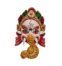 [ganesh], Handmade Wooden Mask, Wall Hanging, [white Color], Poplar Wood