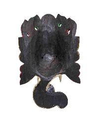 [ganesh], Handmade Wooden Mask, Wall Hanging, [white Color], Poplar Wood