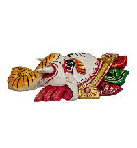 [ganesh], Handmade Wooden Mask, Wall Hanging, [white Color], Poplar Wood