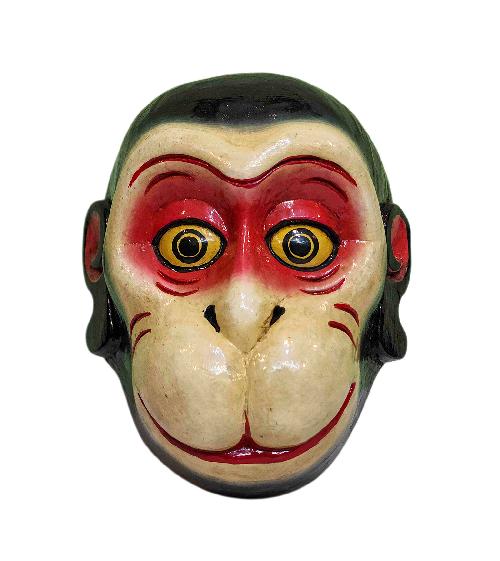 [hanuman], Handmade Wooden Mask, Wall Hanging, [white Color], Poplar Wood